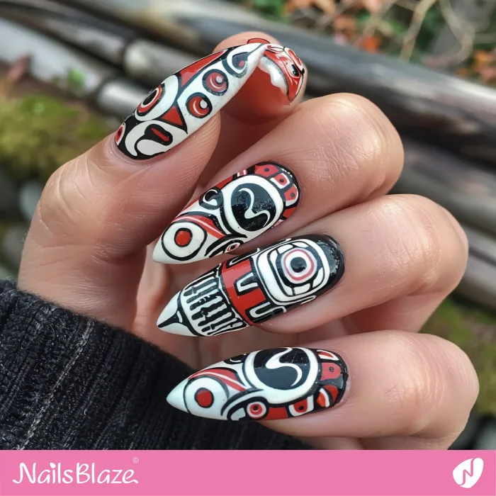 Haida Gwaii Theme Nails | Tribal Nails - NB4200